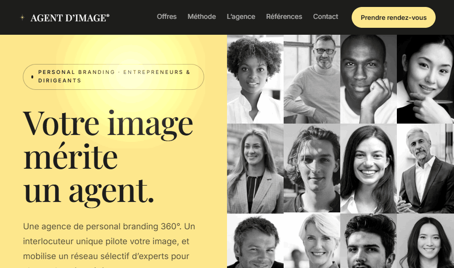 Le hero réel du site agentdimage.com